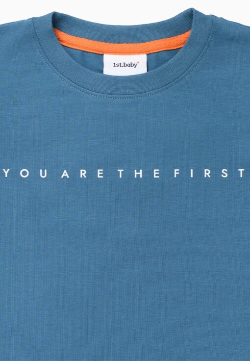 Футболка. Базовая синяя "YOU ARE THE FIRST"