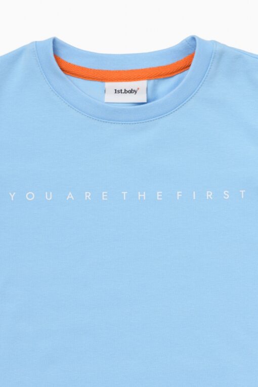 Футболка. Базовая голубая "YOU ARE THE FIRST"