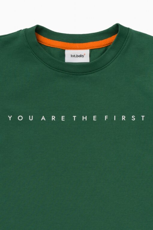 Футболка. Базовая тёмно-зелёная "YOU ARE THE FIRST"